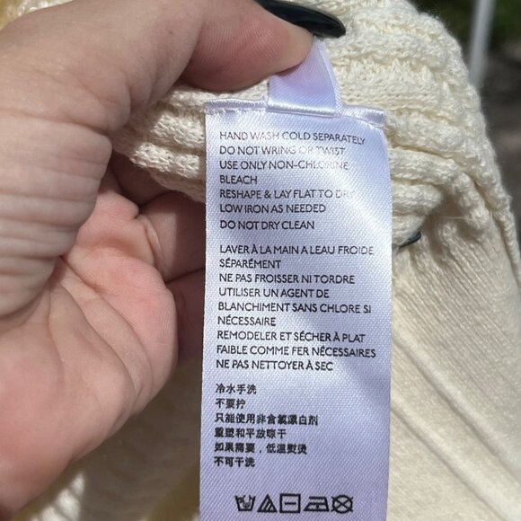 Standard Cloth Ecru Waffle Knit Pullover Polo Sweater in Ivory  Size L - Picture 6 of 9